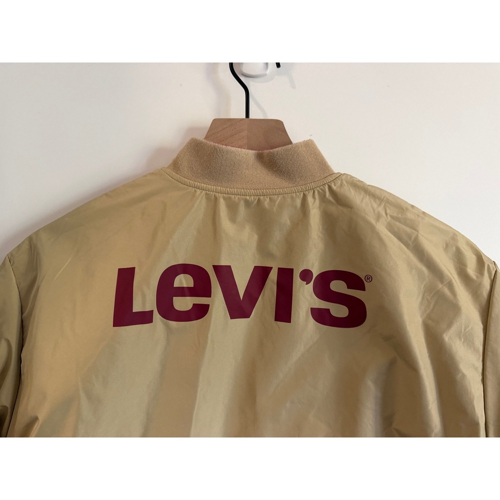 Levis Reversible Varsity Bomber Jacket Kids Red Khaki Asian Market Size M 150/72 - Picture 10 of 15